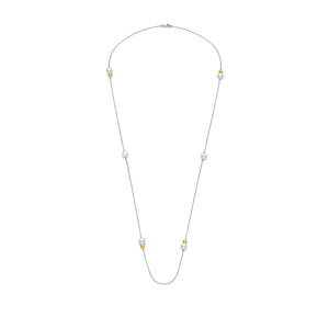 Freshwater Pearl Necklace (Gold Plated Silver Ball) - Woment Designer Jewelry