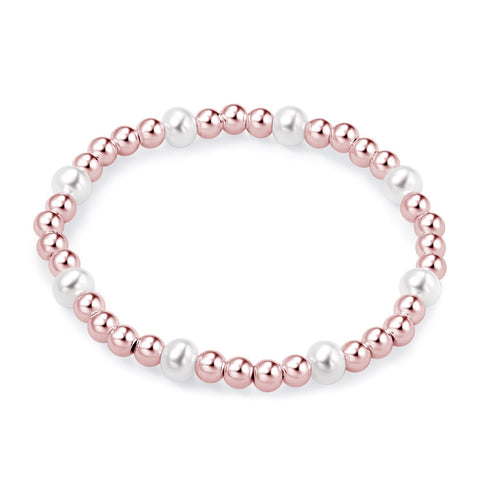 Skretch Freshwater Pearl Bracelet (rose gold color Hematite) - Woment Designer Jewelry