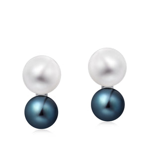 Freshwater Pearl Earrings (White & Black Pearl) - Woment Designer Jewelry
