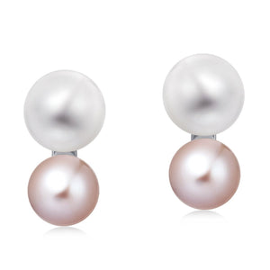 Freshwater Pearl Earrings (White & Pink Pearl) - Woment Designer Jewelry