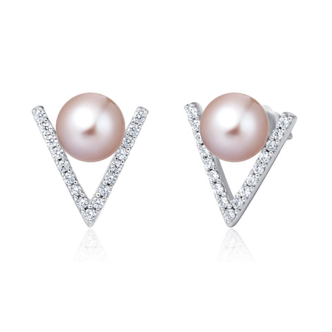 Freshwater Pearl Earrings (Pink Pearl) - Woment Designer Jewelry