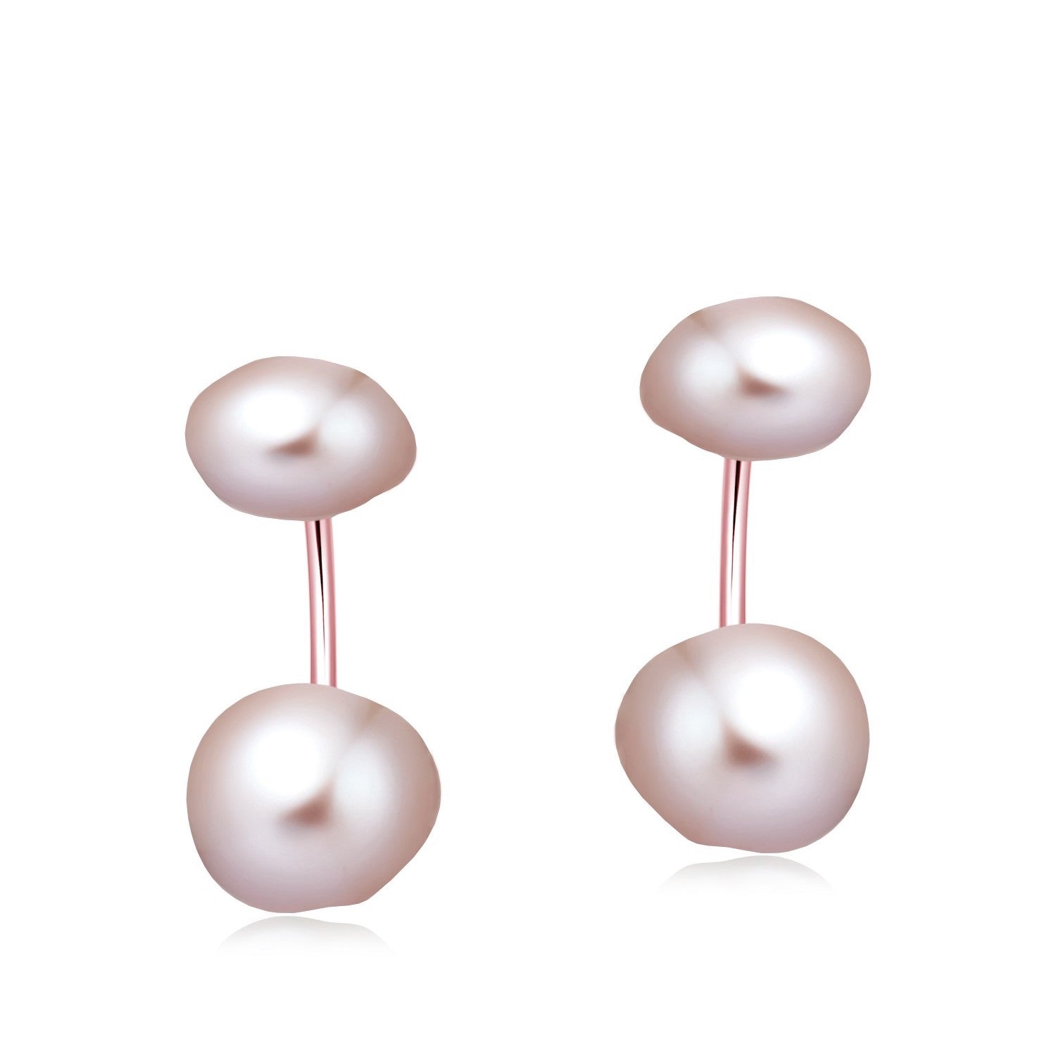 Freshwater Pearl Earrings (Rose Gold Plated and Pink Pearl) - Woment Designer Jewelry