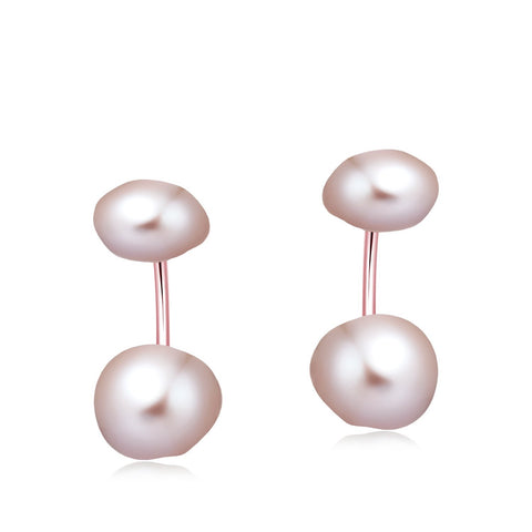 Freshwater Pearl Earrings (Rose Gold Plated and Pink Pearl) - Woment Designer Jewelry