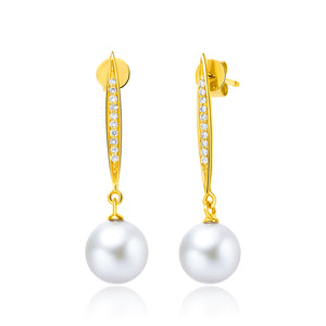 18KY Gold Akoya Pearl Earrings - Woment Designer Jewelry