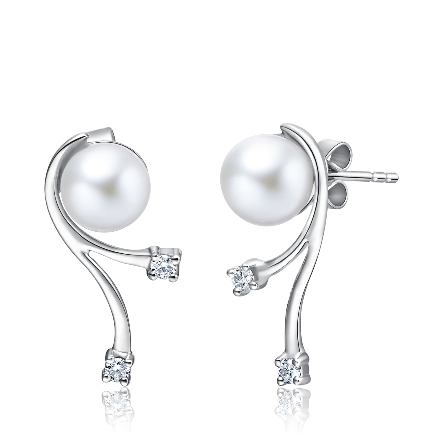 18KW Gold Akoya Pearl Earrings - Woment Designer Jewelry