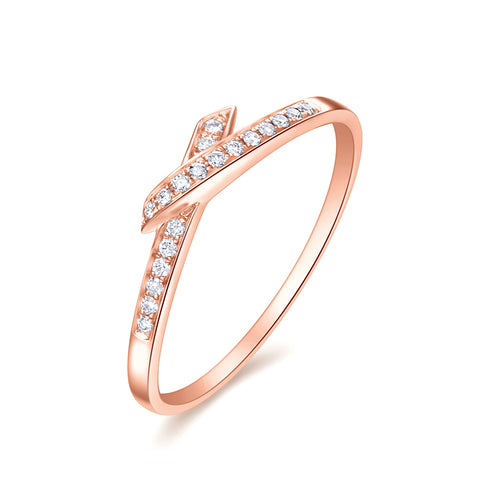 18K ROSE GOLD RING WITH DIAMOND - Woment Designer Jewelry