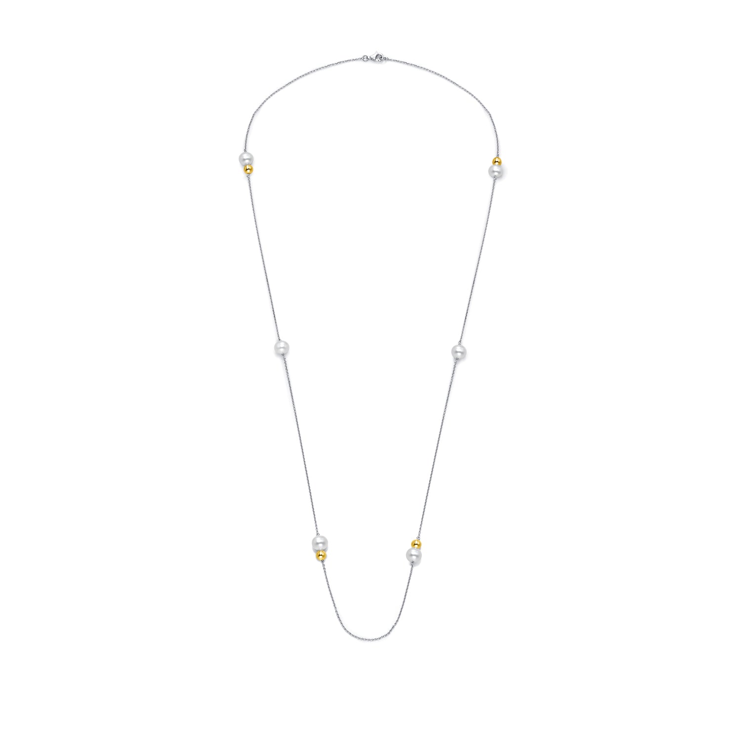 Freshwater Pearl Necklace (Gold Plated Silver Ball) - Woment Designer Jewelry