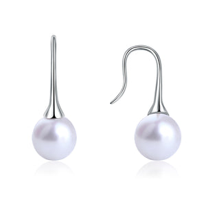 18K WHITE GOLD EARRINGS WITH 8-8.5MM AKOYA PEARL - Woment Designer Jewelry