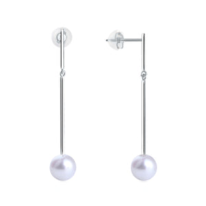 18K WHITE GOLD EARRINGS WITH 7.5-8MM AKOYA PEARL - Woment Designer Jewelry